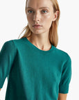 United Colors Of Benetton Woman Green Short Sleeve Sweater In Pure Merino Wool | LEVISONS
