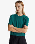 United Colors Of Benetton Woman Green Short Sleeve Sweater In Pure Merino Wool | LEVISONS