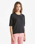 United Colors Of Benetton Woman Black Short Sleeve Sweater In Pure Merino Wool | LEVISONS