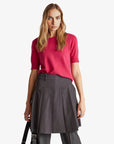 United Colors Of Benetton Woman Fuchsia Short Sleeve Sweater In Pure Merino Wool | LEVISONS