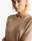 United Colors Of Benetton Woman Beige Short Sleeve Sweater In Pure Merino Wool | LEVISONS