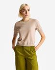 United Colors Of Benetton Woman Beige Short Sleeve Sweater In Pure Merino Wool | LEVISONS