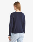 United Colors Of Benetton Woman Dark Blue V-Neck Sweater In Pure Merino Wool | LEVISONS