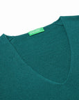 United Colors Of Benetton Woman Green V-Neck Sweater In Pure Merino Wool | LEVISONS