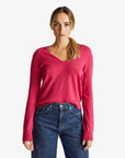 United Colors Of Benetton Woman Fuchsia V-Neck Sweater In Pure Merino Wool | LEVISONS