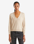 United Colors Of Benetton Woman Beige V-Neck Sweater In Pure Merino Wool | LEVISONS