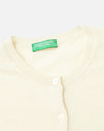 United Colors Of Benetton Woman Cream Crew Neck Cardigan In Pure Merino Wool | LEVISONS