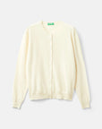 United Colors Of Benetton Woman Cream Crew Neck Cardigan In Pure Merino Wool | LEVISONS
