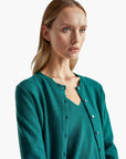 United Colors Of Benetton Woman Green Crew Neck Cardigan In Pure Merino Wool | LEVISONS