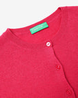 United Colors Of Benetton Woman Fuchsia Crew Neck Cardigan In Pure Merino Wool | LEVISONS