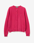 United Colors Of Benetton Woman Fuchsia Crew Neck Cardigan In Pure Merino Wool | LEVISONS
