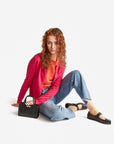 United Colors Of Benetton Woman Fuchsia Crew Neck Cardigan In Pure Merino Wool | LEVISONS