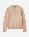 United Colors Of Benetton Woman Beige Crew Neck Cardigan In Pure Merino Wool | LEVISONS