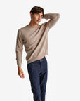 United Colors Of Benetton Man Marl Brown Crew Neck Sweater In Pure Merino Wool | LEVISONS