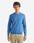 United Colors Of Benetton Man Marl Blue Crew Neck Sweater In Pure Merino Wool | LEVISONS