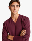 United Colors Of Benetton Man Plum V-Neck Sweater In Pure Merino Wool | LEVISONS