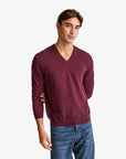 United Colors Of Benetton Man Plum V-Neck Sweater In Pure Merino Wool | LEVISONS