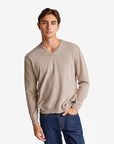 United Colors Of Benetton Man Brown Mélange V-Neck Sweater In Pure Merino Wool | LEVISONS