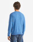 United Colors Of Benetton Man Blue Mélange V-Neck Sweater In Pure Merino Wool | LEVISONS