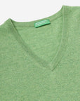 United Colors Of Benetton Man Light Marl Green V-Neck Sweater In Pure Merino Wool | LEVISONS
