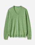 United Colors Of Benetton Man Light Marl Green V-Neck Sweater In Pure Merino Wool | LEVISONS