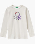 United Colors Of Benetton Girl Junior Long Sleeve T-Shirt With Glitter Print | LEVISONS