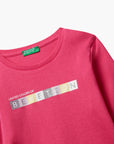 United Colors Of Benetton Girl Kid T-Shirt With Glittery Logo In Cotton | LEVISONS