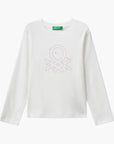 United Colors Of Benetton Girl Kid T-Shirt With Glittery Logo In Cotton | LEVISONS