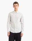 Armani Exchange Slim Fit Jacquard All Over Logo Stretch Cotton Poplin Shirt | LEVISONS
