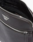 Emporio Armani Flat Leather Shoulder Bag With Metal Eagle Plate | LEVISONS