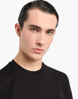 Emporio Armani Mercerised Jersey T-Shirt With All Over Jacquard Logo | LEVISONS