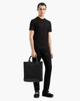 Emporio Armani Mercerised Jersey T-Shirt With All Over Jacquard Logo | LEVISONS