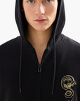 Emporio Armani Cotton Blend Hooded Sweatshirt With Embroidery | LEVISONS