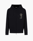 Emporio Armani Cotton Blend Hooded Sweatshirt With Embroidery | LEVISONS