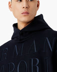 Emporio Armani Regular Fit Hooded Sweatshirt With Bold Logo Lettering | LEVISONS