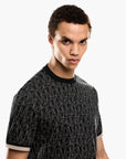 EA7 Regular Fit Cotton Crewneck T-Shirt With All-Over Jacquard Branding | LEVISONS