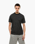 EA7 Regular Fit Cotton Crewneck T-Shirt With All-Over Jacquard Branding | LEVISONS