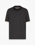 EA7 Regular Fit Cotton Crewneck T-Shirt With All-Over Jacquard Branding | LEVISONS