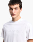 Emporio Armani Regular Fit Cotton T-Shirt With Monochromatic Jacquard Logo | LEVISONS