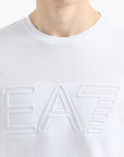 EA7 Regular Fit Logo Series Cotton Crewneck T-Shirt With Embossed Branding | LEVISONS