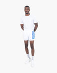Hugo Blue Partially Lined Quick-Dry Swim Shorts With Vertical Logo | LEVISONS