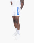 Hugo Blue Partially Lined Quick-Dry Swim Shorts With Vertical Logo | LEVISONS