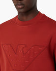 Emporio Armani Relaxed Fit Crewneck Sweatshirt With Ebroidered All-Over Logo Eagle | LEVISONS