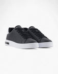 Armani Exchange Embossed All Over Logo Lace Up Leather Sneakers With Contrast Heel Tab | LEVISONS