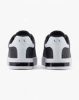 Armani Exchange Embossed All Over Logo Lace Up Leather Sneakers With Contrast Heel Tab | LEVISONS
