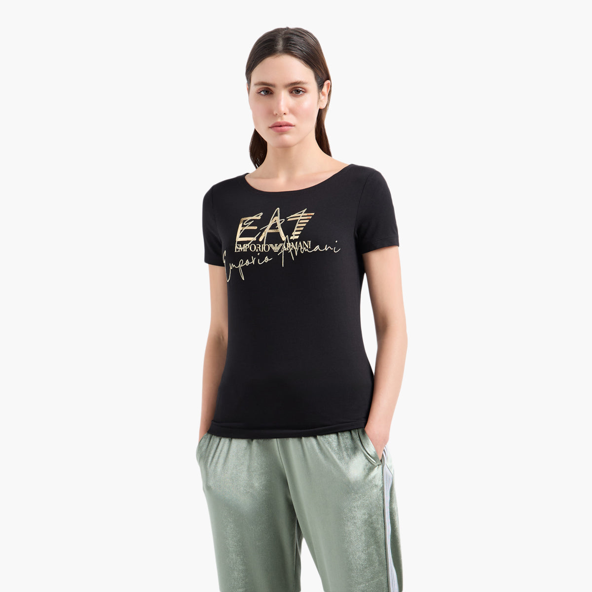 EA7 Slim Fit Cotton Crewneck Logo Series T-Shirt | LEVISONS