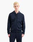 EA7 Modern Fit Logo Series Zip Up Hoodie With Contrasting Monogram Print | LEVISONS