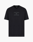 Emporio Armani Regular Fit Cotton Crewneck T-Shirt With Monochromatic Rubber Print | LEVISONS