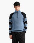 Armani Exchange Quarter Zip Pullover With Raglan Striped Sleeves | LEVISONS