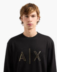 Armani Exchange Regular Fit Crewneck Sweatshirt With Gold Rhinestone Branding | LEVISONS